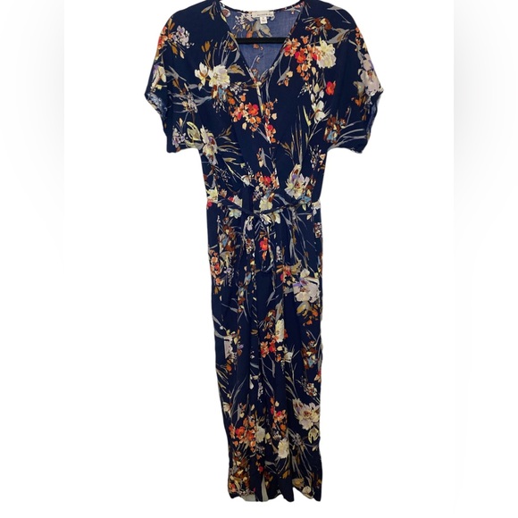 Allison Joy | Small Navy Floral Jumpsuit with Pockets - Picture 2 of 8